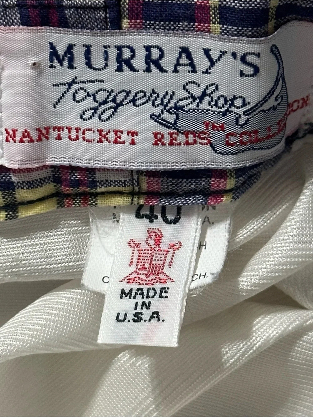 Murray’s Toggery Shop Vintage 40 Multicolor Madras Patchwork Flat Front Shorts